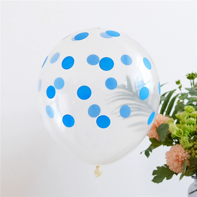 12インチ厚いカラー波点透明風船子供誕生日パーティーの配置用品透明点ラテックス風船|undefined
