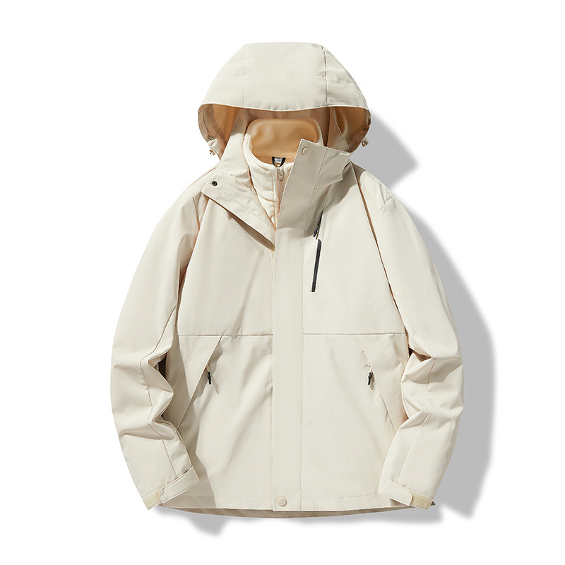Compra grupal de chaquetas 2024, chaquetas impresas para hombres y mujeres, ropa de trabajo grupal tres en uno, a prueba de viento, impermeable, ropa de montañismo de otoño e invierno
