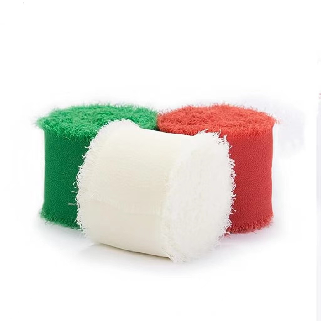 INS deshilachado gasa cinta ramo de la boda borla cinta arco decoración hilo de nieve tira de tela de seda