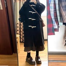 2025秋冬中长款显瘦加厚牛角扣毛呢外套高档新款小个子呢子大衣