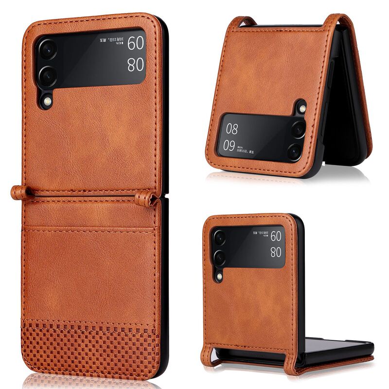 Suitable for Samsung Z Flip4/Flip3 Mobile Phone Case, Retro Pattern Leather One-Piece Foldableing Screen Protective Cover Smf7110 Suitable for Samsung Z Flip4/Flip3 Mobile Phone Case, Retro Pattern Leather One-Piece Foldableing Screen Protective Cover Smf7110