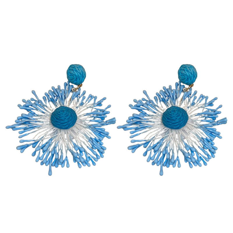 Pendientes de flores tejidos a mano Pendientes de estilo de vacaciones de playa personalizados Pendientes de moda de todo fósforo Sensación de clase alta de nicho