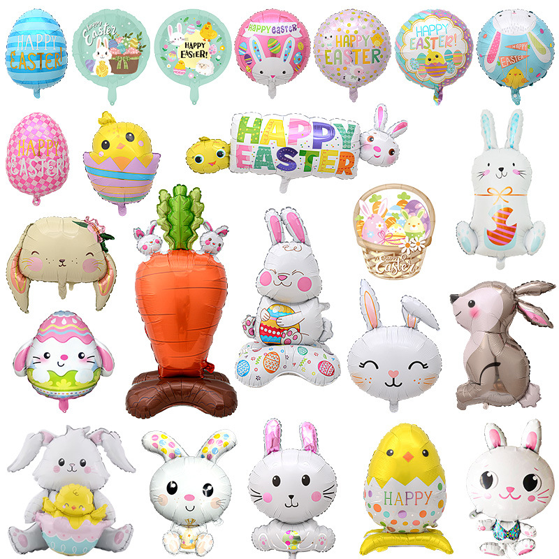 Globo de aluminio huevo de PASCUA conejo pollo forma de dibujos animados decoración de fiesta de PASCUA globo de forma especial