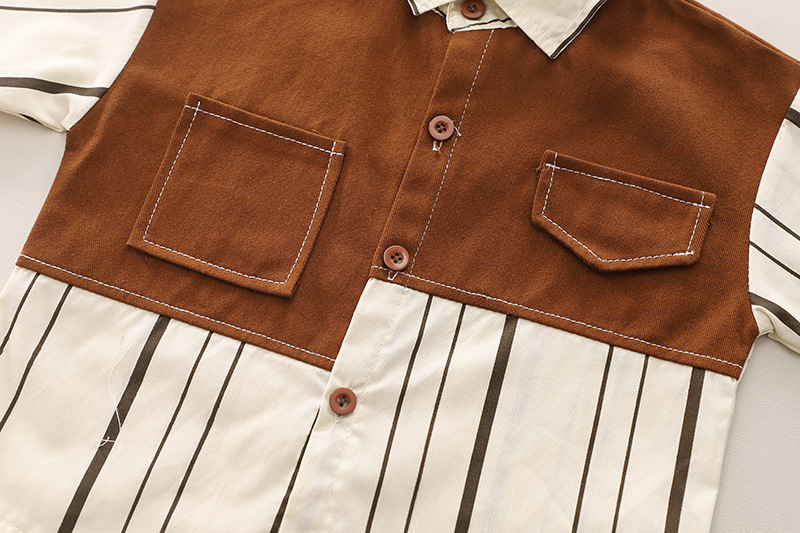 Tenue pour garçon nouvelle tenue décontractée, ensemble chemise deux pièces version coréenne pour enfants, style printemps et automne, 1-3 ans, 5_voghion.com