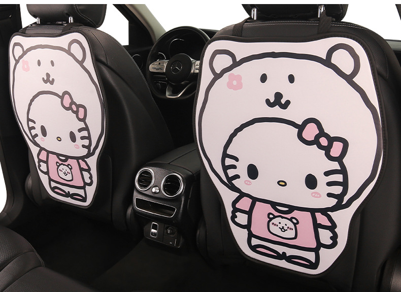 Cute Cartoon Chair Back Anti-Kick Pad for Little Cat Lady Car Seat Back Anti-Stain Pad Long and Short Two Styles Available