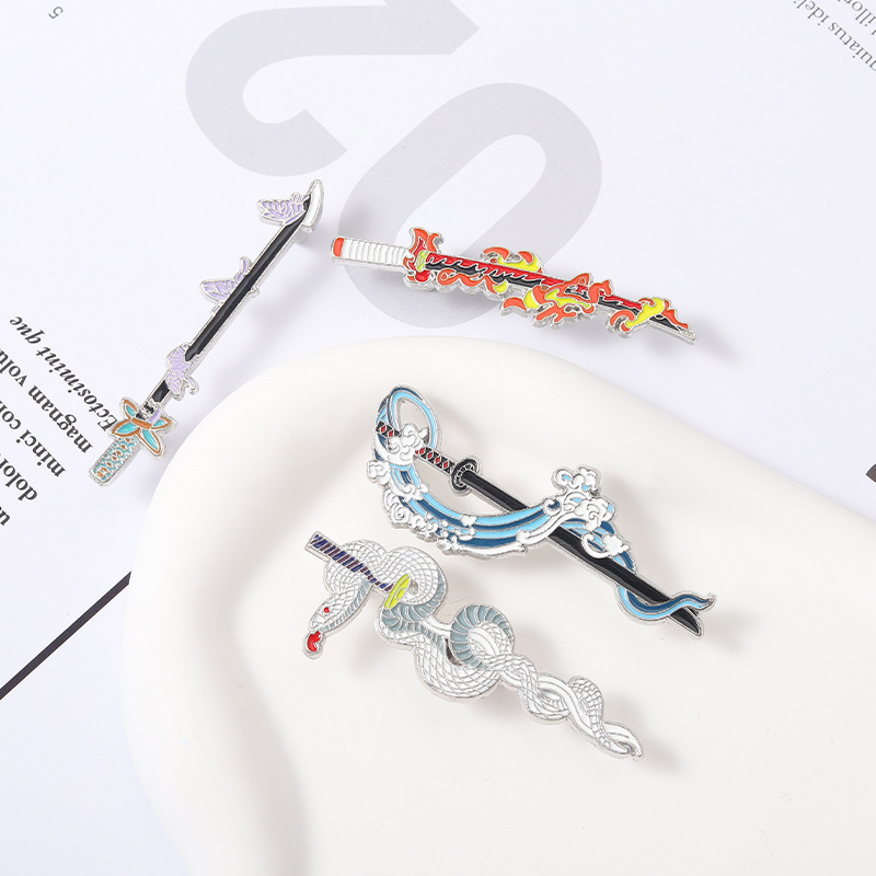 Japanese Anime Ghost Blade Surrounding Badge Cartoon Weapon Shape Brooch Backpack Clothes Accessories Alloy Pin Japanese Anime Ghost Blade Surrounding Badge Cartoon Weapon Shape Brooch Backpack Clothes Accessories Alloy Pin