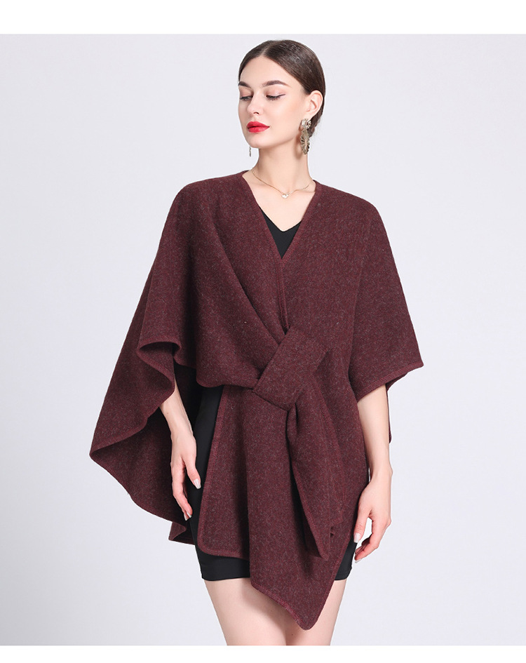 Fashion cape cape with cape outside large size knitted cardigan loose coat women_voghion.com