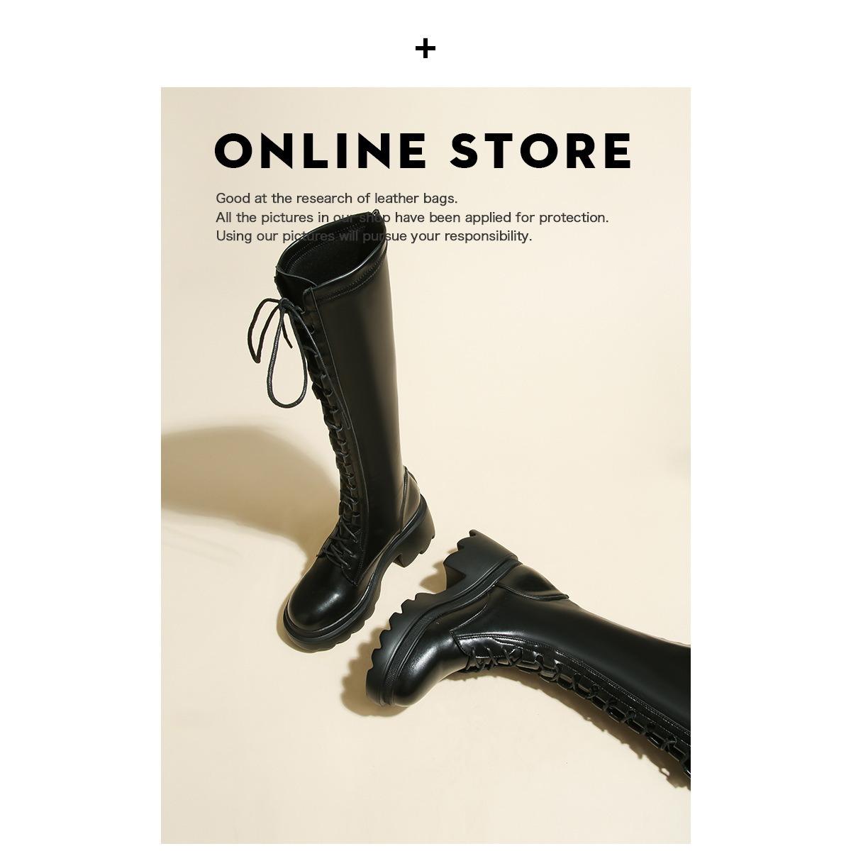 【冠順】厚い底の長靴の女性2023新型秋冬のマーティンブーツは膝の高筒の騎士靴のハイヒールを超えません。