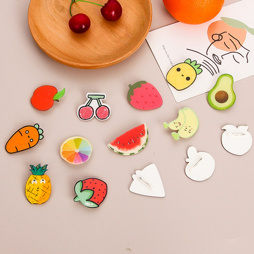 Cute soft carrot cartoon patch acrylic brooch bag accessories pendant fruit strawberry badge pin