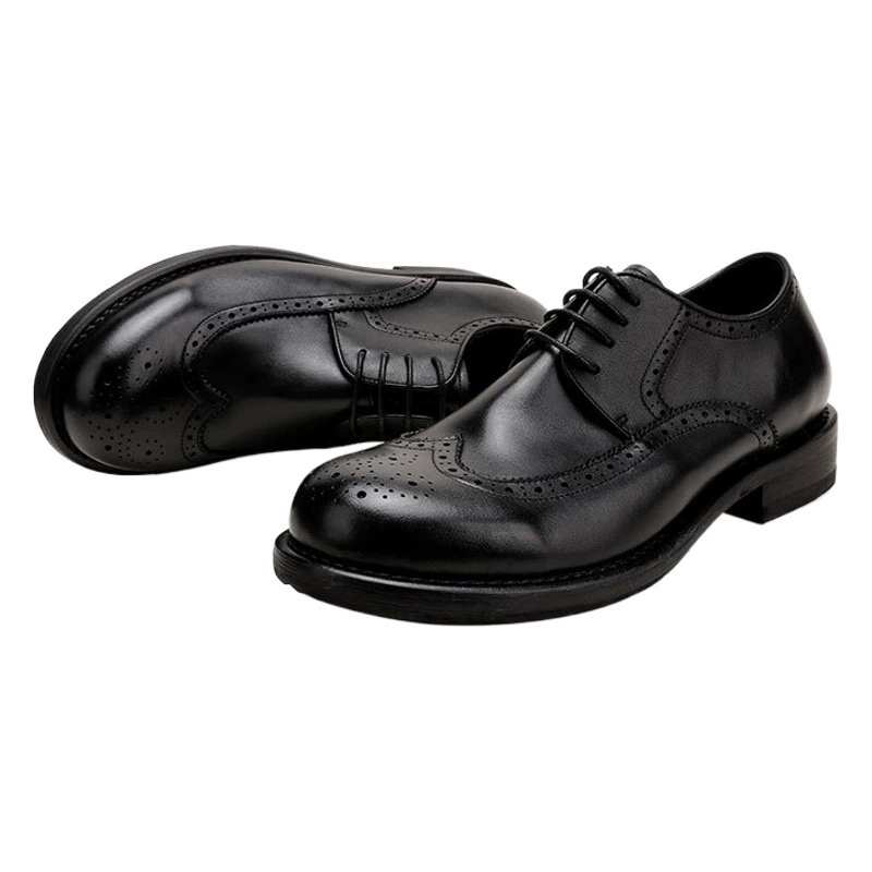 Новые официальные деловые повседневные кожаные туфли с большим носком, мужские винтажные выстиранные резные туфли из натуральной кожи, британские свадебные туфли Goodyear