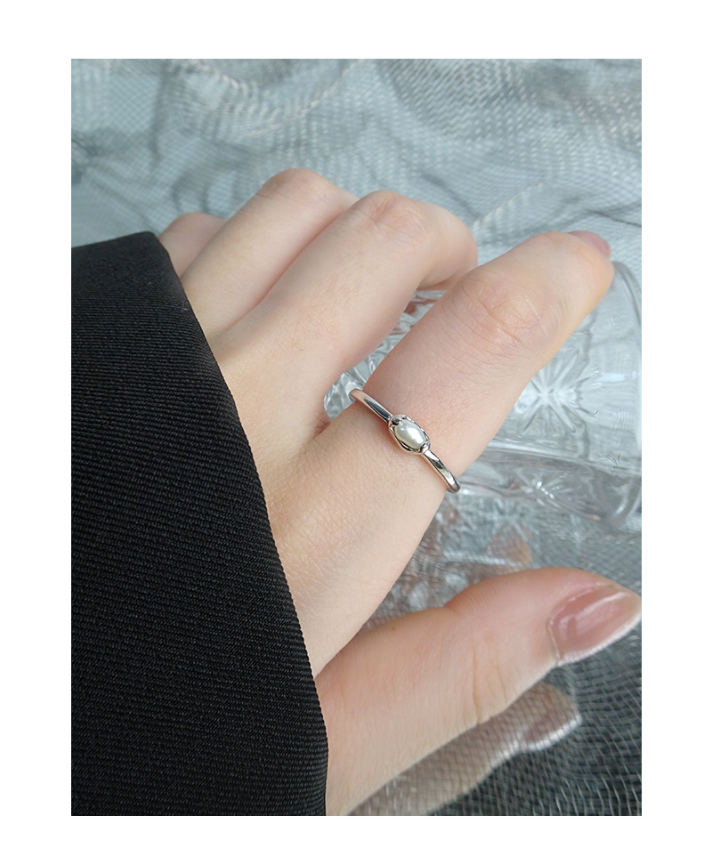 Simple Style Round Sterling Silver Plating Artificial Pearls Open Ring