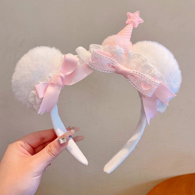 可爱毛球冰淇淋小熊儿童发箍蝴蝶结蕾丝趣味女童头箍不压发发饰|undefined