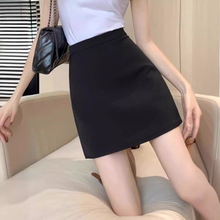 黑色高腰半身裙女2024新款夏季显瘦防走光学院风a字包臀西装短裙