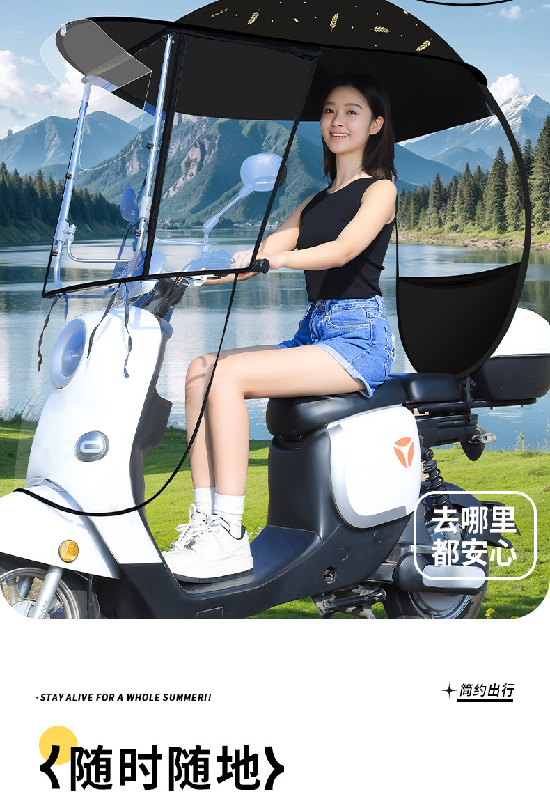 Electric Vehicle Canopy, New Model Tricycle Sunshade, Motorcycle Electric Scooter Windproof Cover, Sun Protection and Rain Shield Umbrella