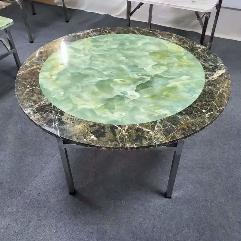 304特厚不锈钢圆桌可折叠家用餐桌吃饭圆台桌连体折叠圆桌免安装|undefined