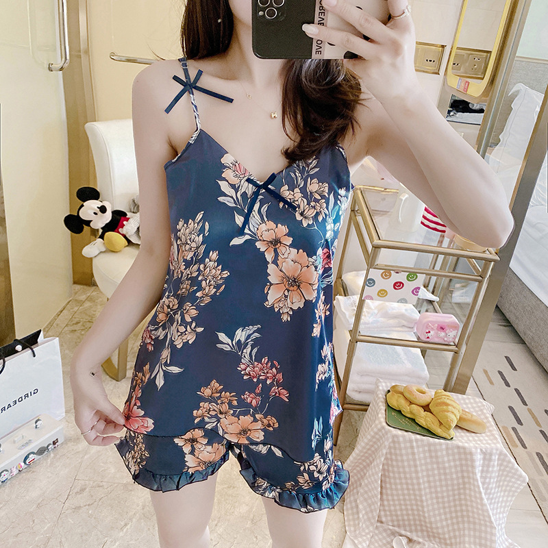 Cross border pajamas Borneol Cartoon camisole Sternum suit Nightdress Southeast Amazon Home Furnishings Discount