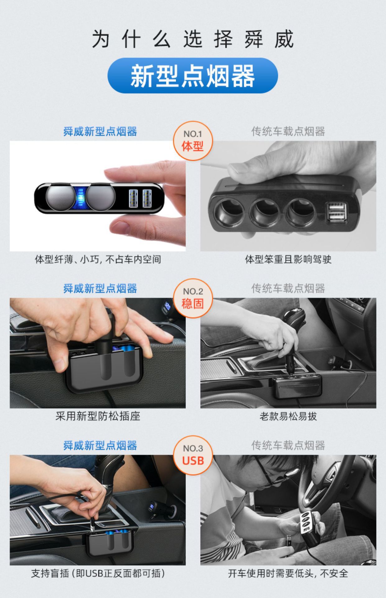 Car cigarette lighter one tow three one tow two charger car high power 12/24VUSB conversion plug socket