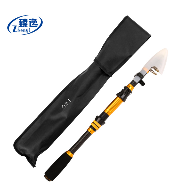 Oro negro carbono retráctil portátil varilla de mar de ajuste duro varilla de caña de pesca retráctil cadena de suministro fábrica de suministro al por mayor