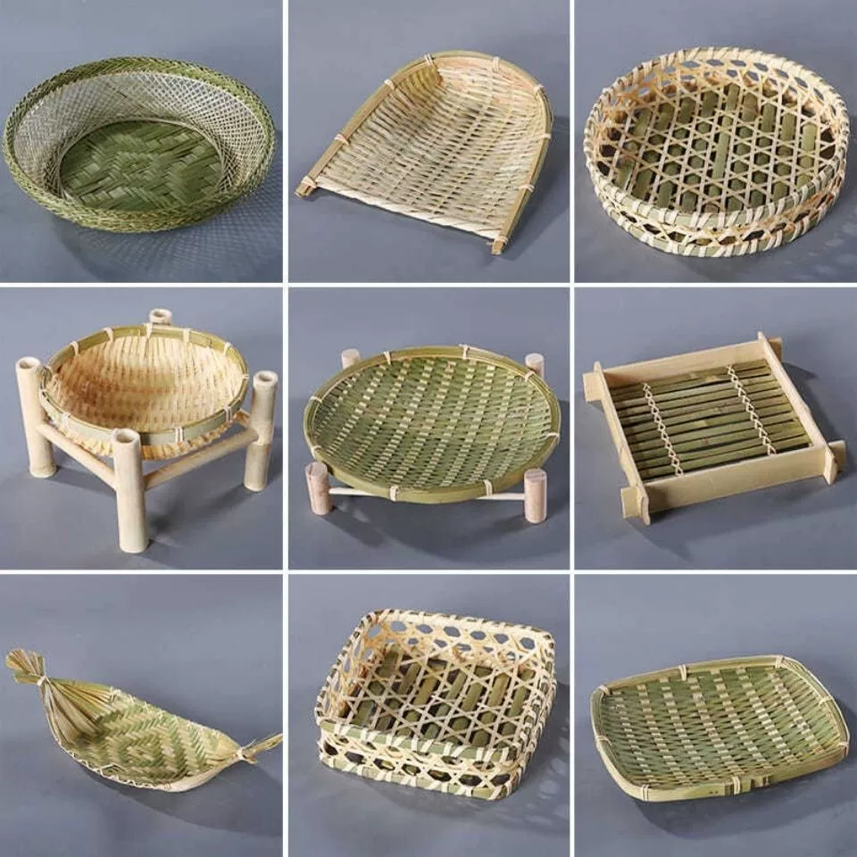 Hot Pot Basket Bamboo Basin Bamboo Basket Dust Fruit Basket Water Fruit Bad Bad Blue Basket Basin Basin Basin to Storage Home Decoration
