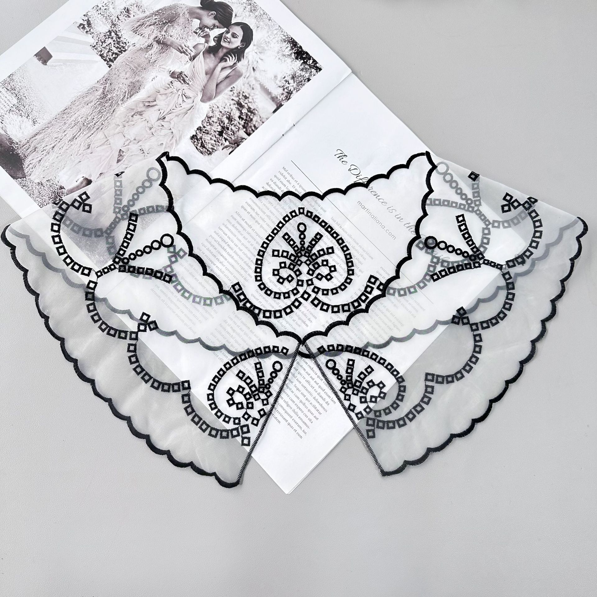 Accesorios de ropa nuevos niños encaje falso collar niños bordados flores ropa de una sola capa ropa infantil decoración de vestido image 4
