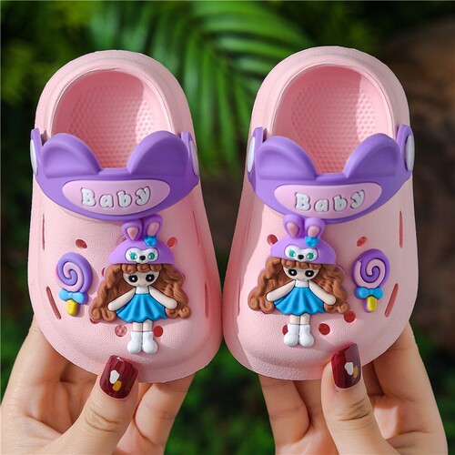 Children's cartoon sandals summer soft-soled non-slip baby girls bathroom bathing Baotou children's hole slippers