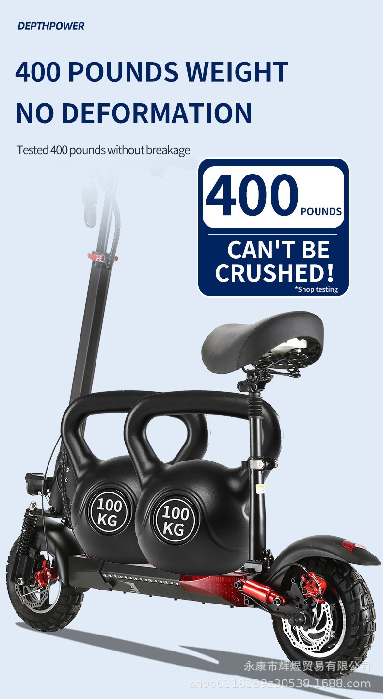 M4 Pro Electric Scooter for Adults, Dual Shock Absorption, Foldable, with Seat and Handle, Electric Mobility Scooter