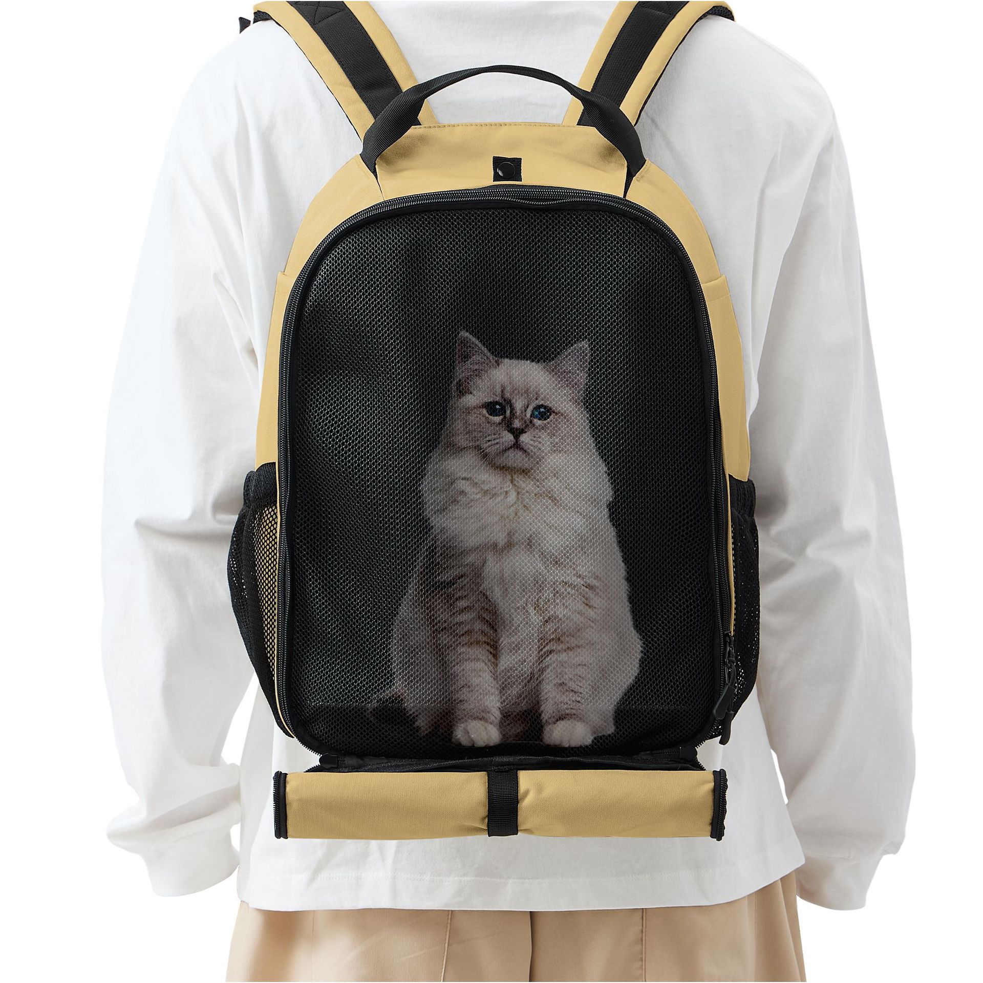 Zaino per cani e gatti, grande capacità, portatile, in tessuto Oxford con doppia spalla_voghion.com