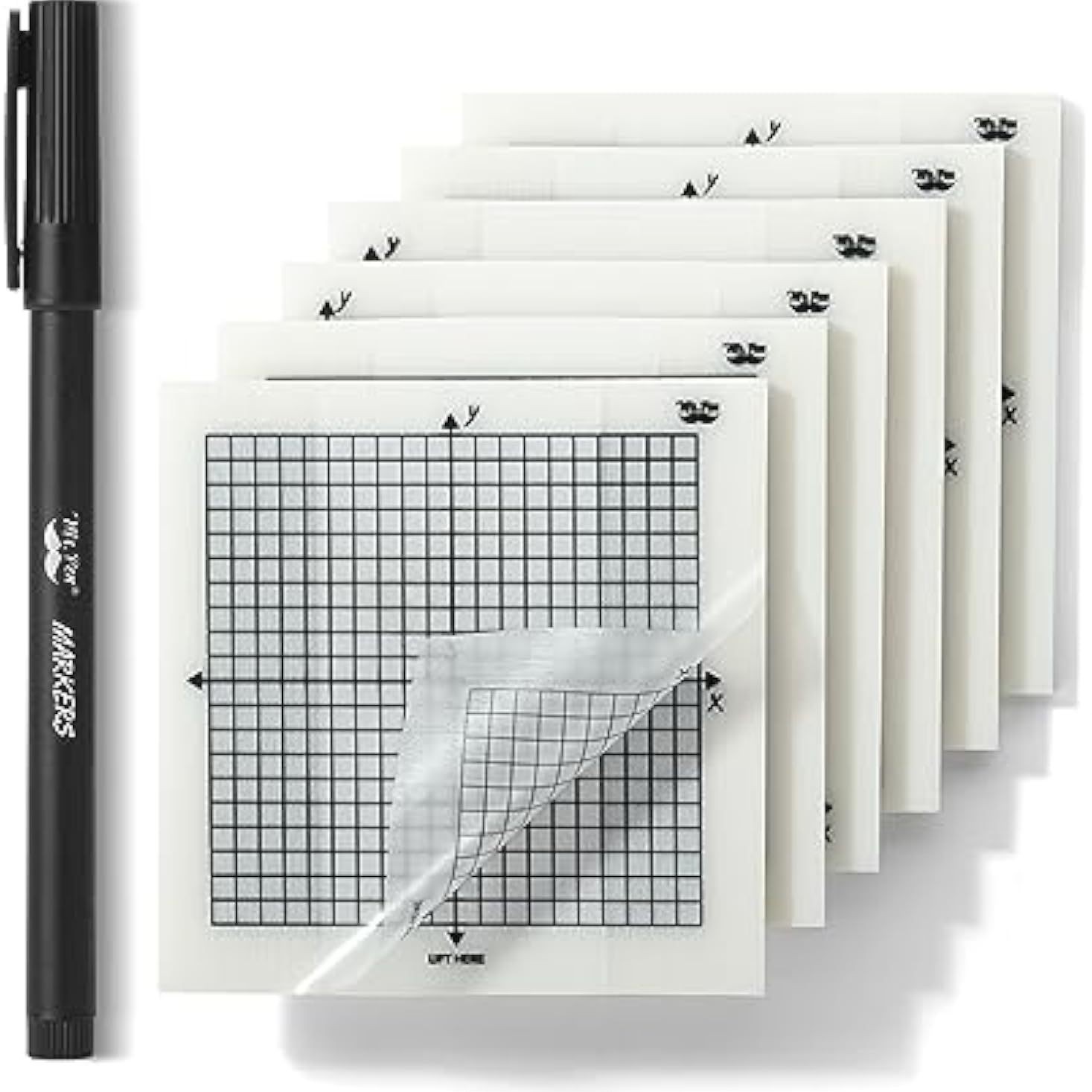 Pegatinas adhesivas de cuadrícula transparentes transfronterizas Pegatinas adhesivas de eje de coordenadas Pegatinas de índice de etiquetas clave que los estudiantes pueden rasgar y pegar para el examen de ingreso de posgrado