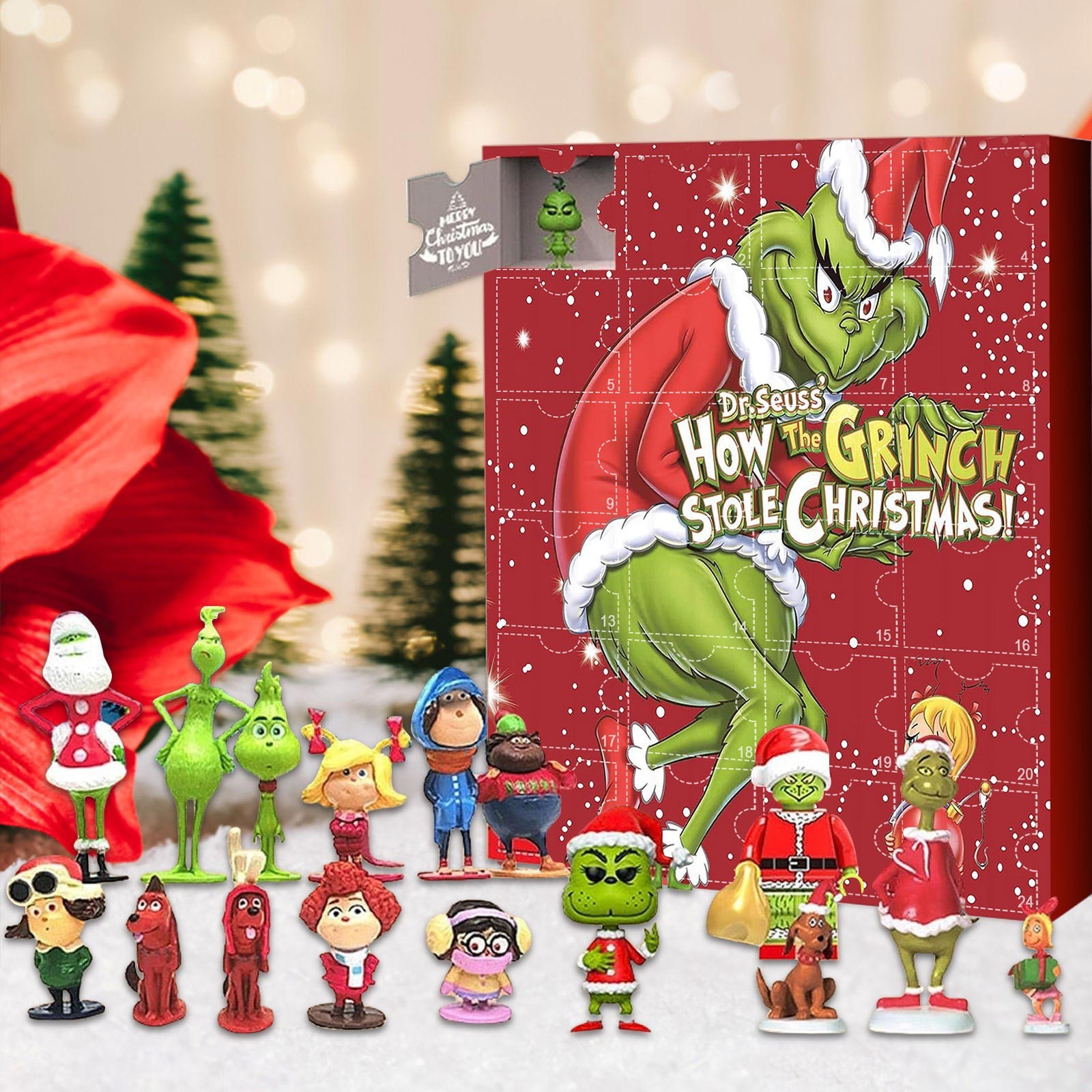 thumbnail image 1 of Disfraces de Halloween 2024 Calendario de Adviento del Grinch Caja sorpresa navideña 24 regalos Cuenta regresiva del monstruo verde Caja sorpresa de Halloween, 1 of 5