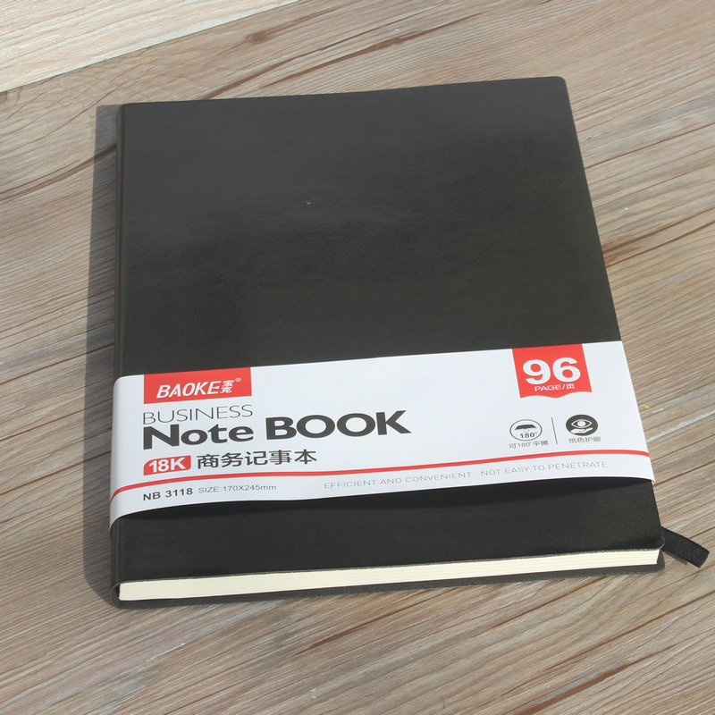 Baoke 3118 검은 가죽 노트북 16k100 가죽 사무실 비즈니스 메모장 하드 얼굴 문구 도매