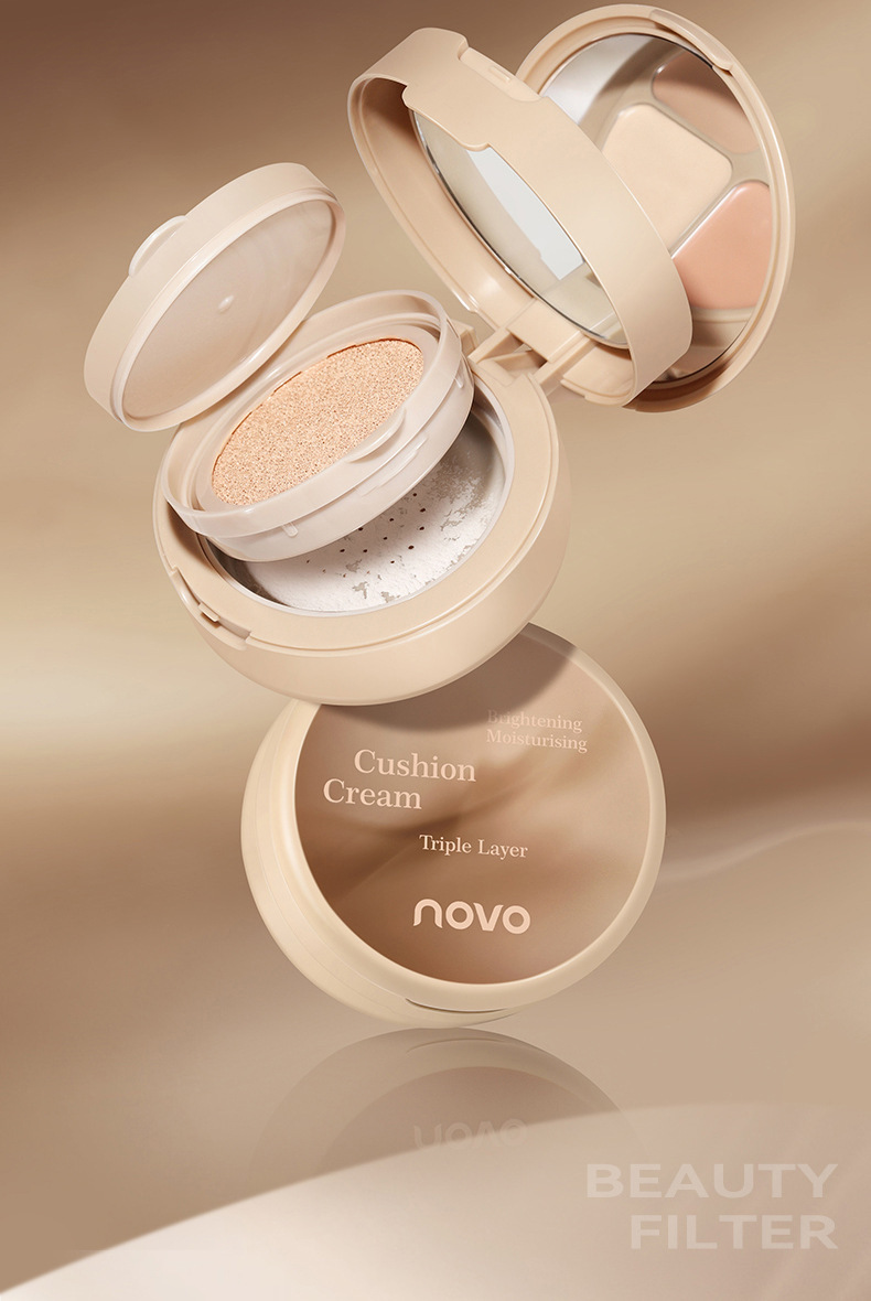 NOVO Three-layer cushion cream, concealer and powder in one, oil-control, setting, touch-up, long-lasting, water-resistant, sweat-proof and no-smudge, BB Specification drawing