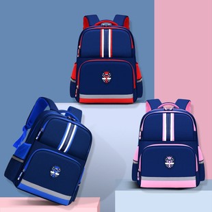 British Style Schoolbag Primary School Boys and Girls Large Capacity Burden Reduction Ridge Protection 6-12 Years Old Printed LOGO Children's Backpack