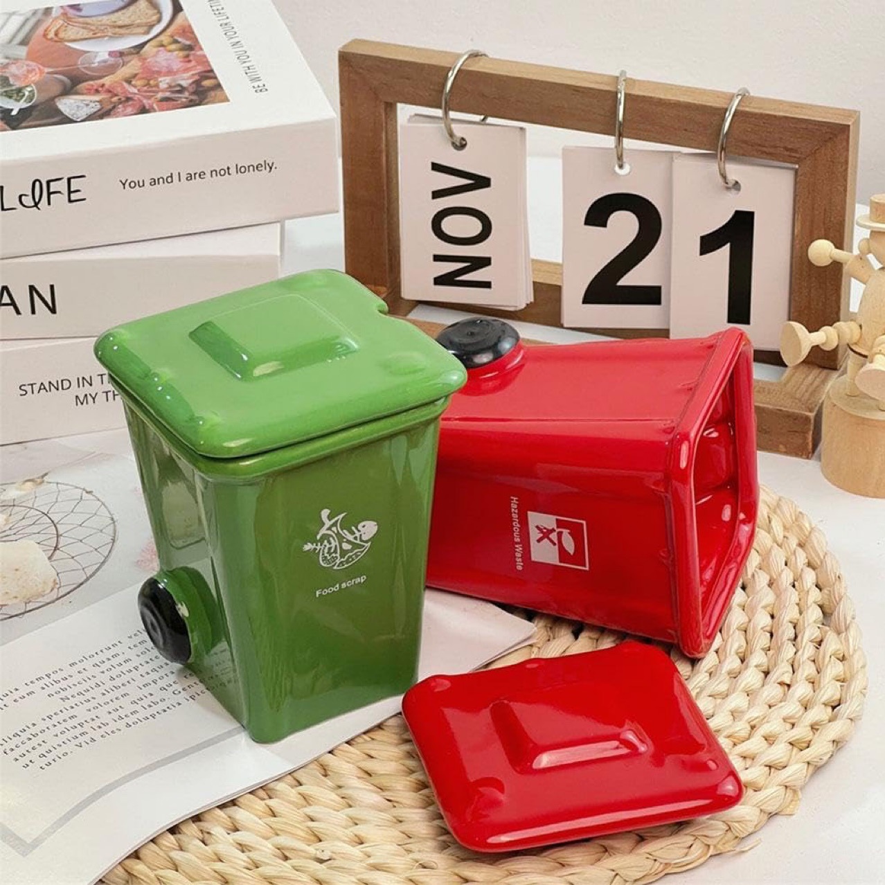 跨境新品Funny Recycling Bin Coffee Mugs创意垃圾桶陶瓷杯子