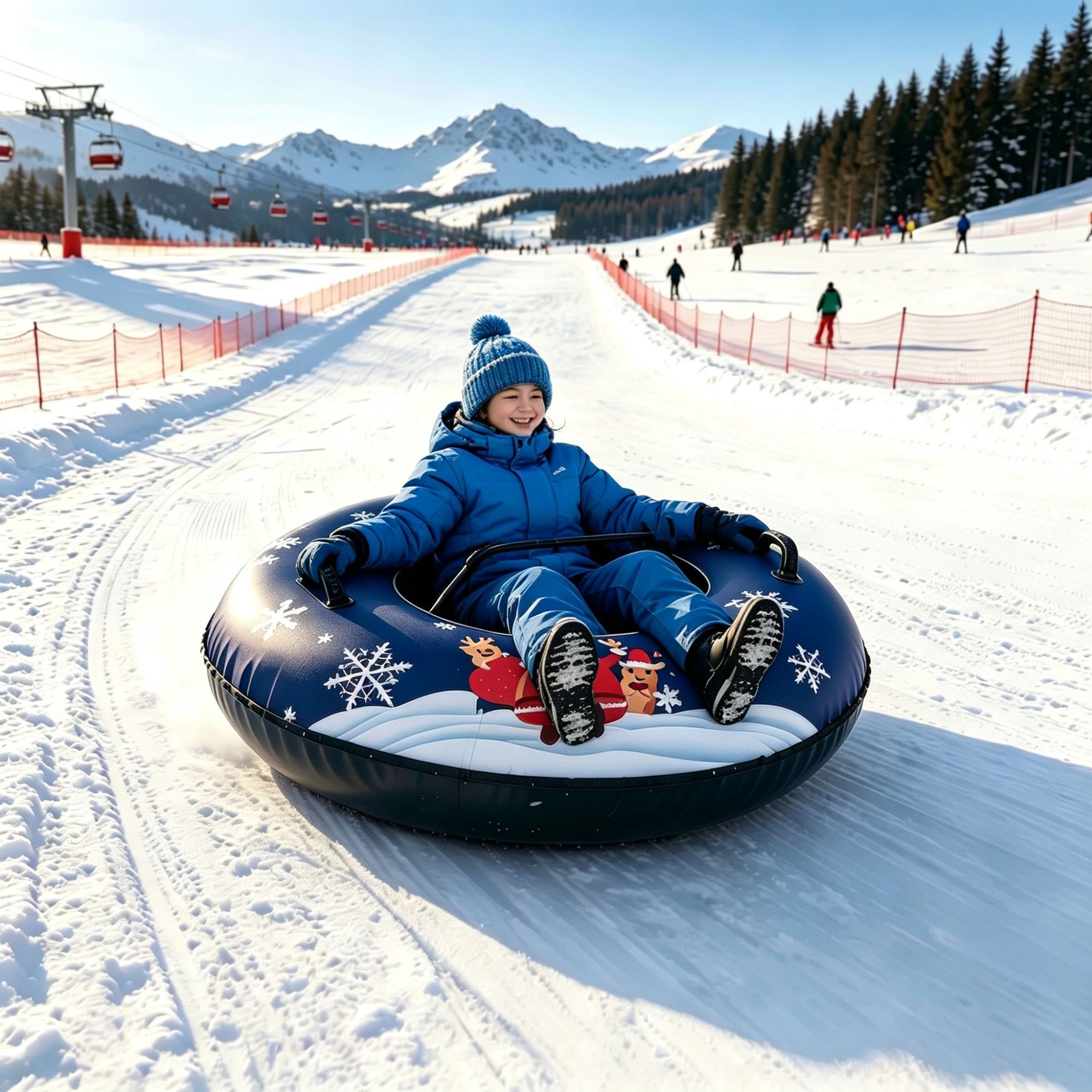 Inflatable Ski Ring Winter Christmas Snow Toy Adult Inflatable Snowboard Cold-Resistant Snow Sled Thickened Tow Ring
