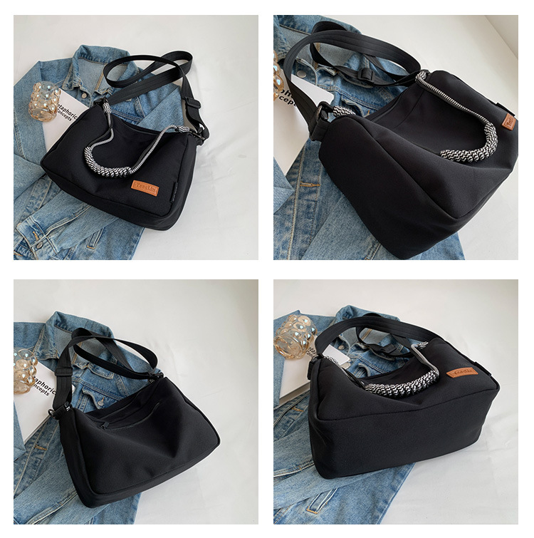 Large-capacity crossbody canvas bag for women 2023 new style, versatile and casual single-shoulder pillow bag for commuting to school on Instagram details Picture