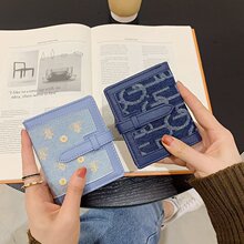 钱包女款2024新款小众设计短夹女士网红薄款刺绣二折ins风零钱包