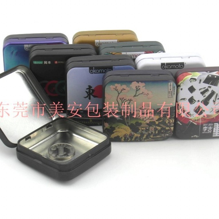 避孕套赠品铁盒 小铁盒 翻盖礼品盒 铁盒生产厂家  制罐厂家