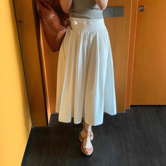 objet白色显瘦垂感百褶半身裙2025春季女小众设计感气质通勤长裙