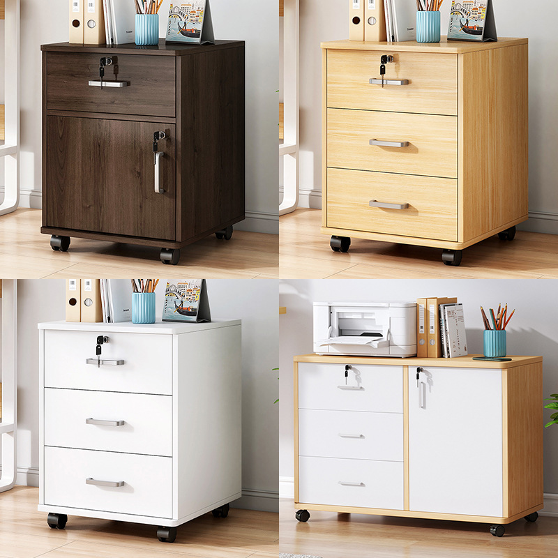 Office file cabinet with lock, small storage cabinet, under the table, removable drawer storage cabinet with wheels