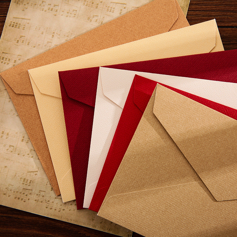 Sobre de lino grueso, juego de papelería de alta gama, carta de amor de confesión escrita a mano retro, carta de invitación con cabecera de carta de escritura de piel de vaca