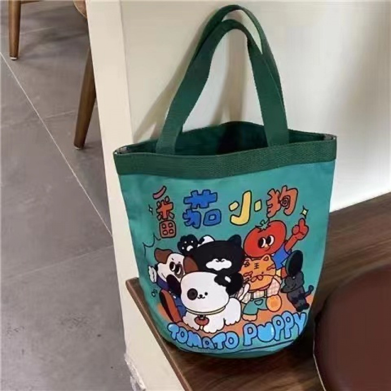 【ストア】かわいいイラストバケツポータブル韓国風ガールハートママランチバッグ仕事用小さなトートバッグ子供用|undefined