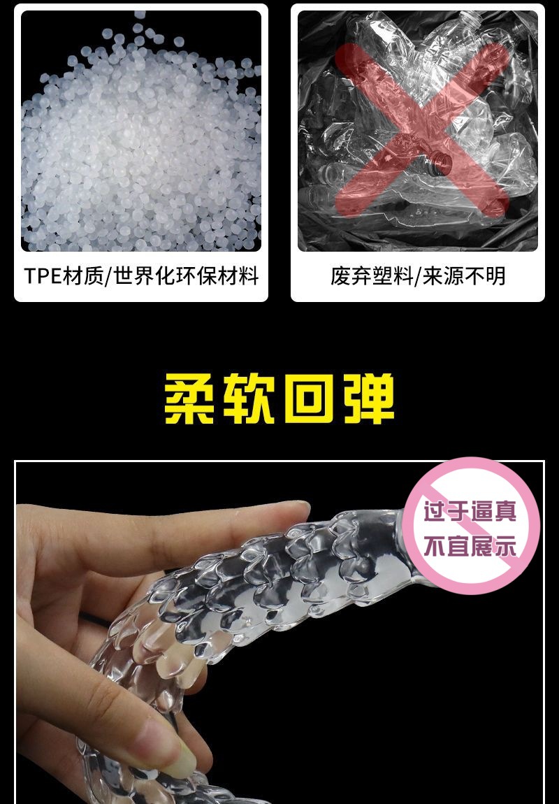 Long Dragon-Scale Anal Plug, Transparent Crystal-Style TPE, Large Size — detail image 4