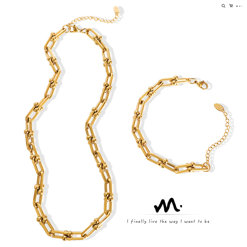 Europa y América ins joyería hip hop diseño de moda en forma de U collar de la hebilla de La Herradura personalidad de moda pulsera traje de joyería