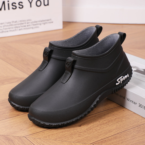 Women's Fashion Thick Sole Slip-Resistant Waterproof Short Leg Water Shoes Kitchen Work Soft Sole Rubber Flat Ultra Soft Rain Boots