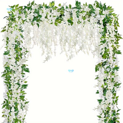 80 Branches Wisteria Hanging Flowers 6 Feet Artificial跨境