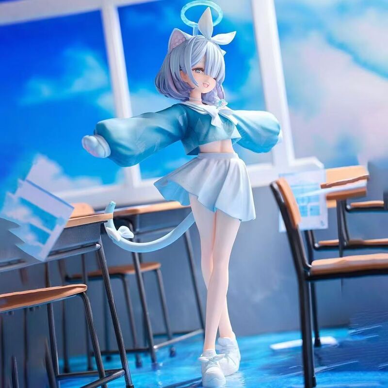 Blue Archive Cat Ear Blue and White Bowl Cat Arona Figure Anime 2D Model Ornament Gift Wholesale
