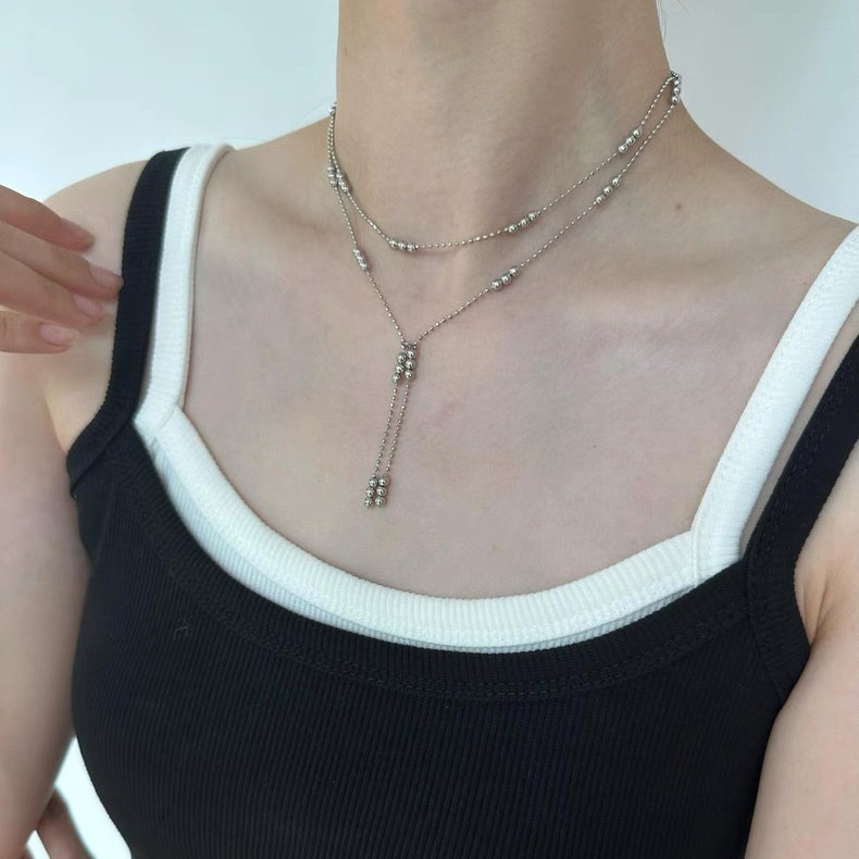 Minimalistesch Layer-halskette Mat Quasten A Perlen_voghion.com