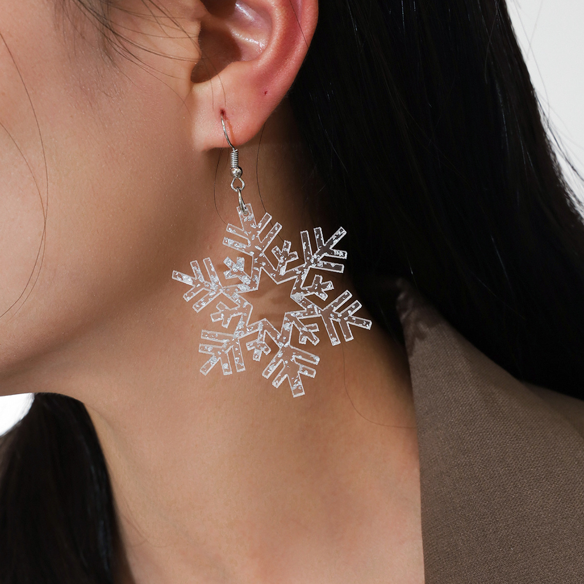 Snowflake Six Pointed Star Pendant Earrings display picture 1