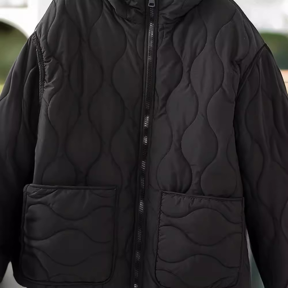 Women's clothing 2024 autumn and winter new hooded diamond grid warm jacket_voghion.com