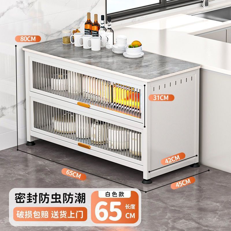 キッチンスレート収納ラック床置き多層電子レンジサイド収納キャビネット多機能大理石キャビネット|undefined